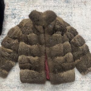 Elegant Brown Fur Puffer Jacket